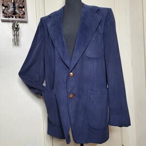 VTG Lanvin Paris Belleseime Mens Feather Suede Navy Blazer Jacket Whalings✨️44R